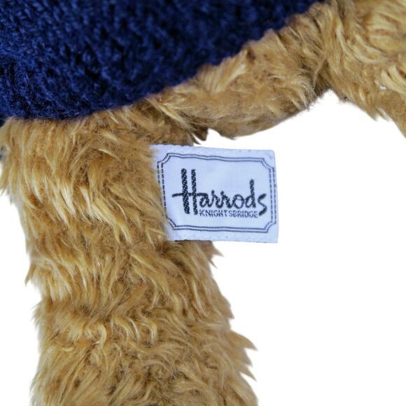 Harrods Knightsbridge 12-Inch Teddy Bear Blue Knit Sweater Gold Embroidery - Picture 6 of 6